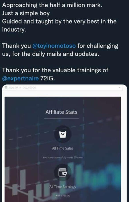 Affiliates making money with skills learnt from the course